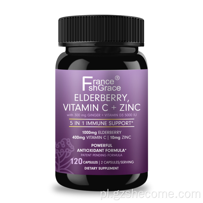 Sambucus Elderberry Support Support Support Bronberry 120 kapsułek